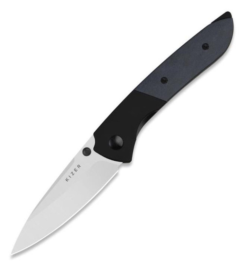 Spitfire (Aluminum + Blue Richlite) Liner Lock Pocket Knife [3.13" Satin 14C28N] Kizer Cutlery V3690A2