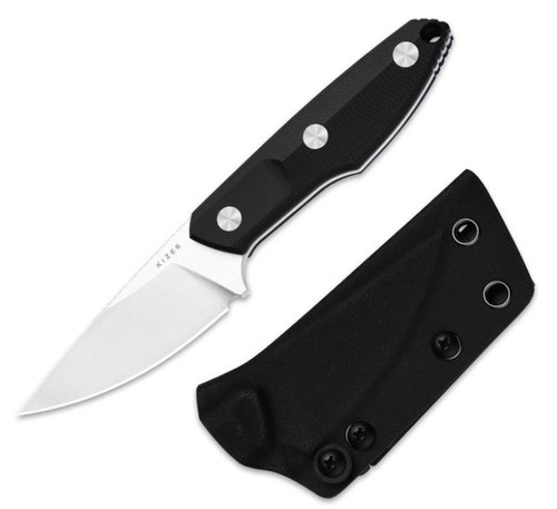 Splinter (Black G10) Fixed Blade [3.15" Satin AEB-L] Kizer Cutlery 1087A1