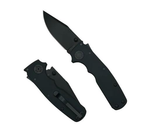 Demko Shark-Cub Stealth (Black Aluminum) Folding Knife [2.75" Clip Point Black DLC 20CV]