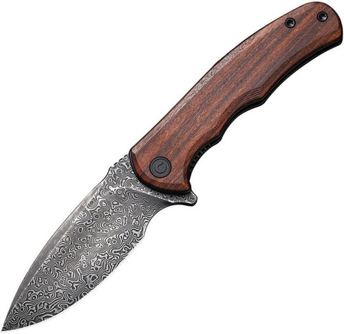 CIVIVI Mini Praxis (Guibourtia Wood) Flipper Pocket Knife [3" Damascus] C18026C-DS1