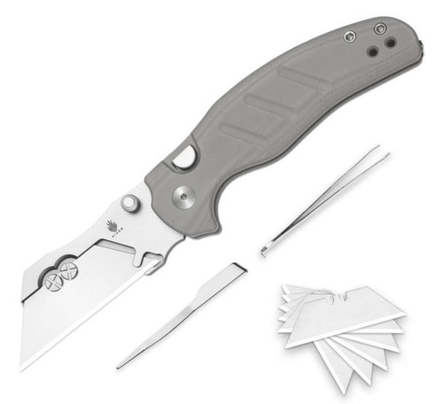 Sheepdog Utility (Gray G10) Button Liner Lock Pocket Knife [2.8" 5Cr15MoV] Kizer Cutlery V3488.29JSA1