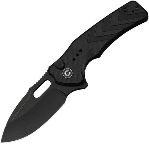 CIVIVI Vexron (Black G10) Button Lock Pocket Knife [3" Black Stonewash 14C28N Sandvik] C24066-1