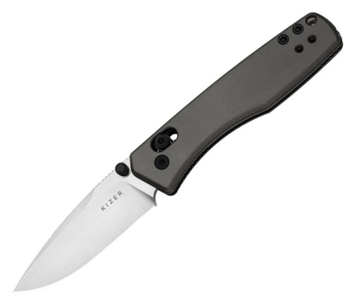 Aegis (Gray Aluminum) Clutch Lock Pocket Knife [2.8" Satin AEB-L] Kizer Cutlery V3774A4