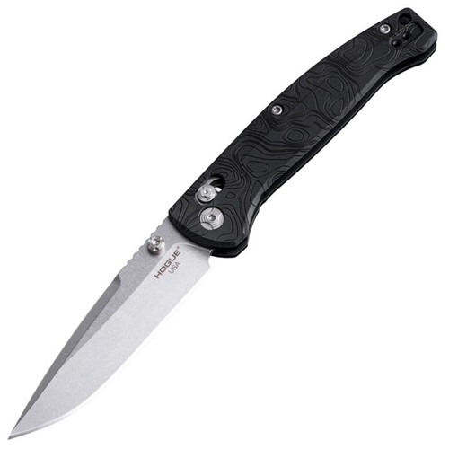 Hogue Knife Mysto (Black Canyon Richlite) ABLE Lock Folding Knife (3.4" Stone Tumbled MagnaCut) 24457