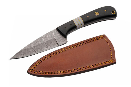 Damascus Dark Mosaic Handle Fixed Blade (8.5" Overall)
