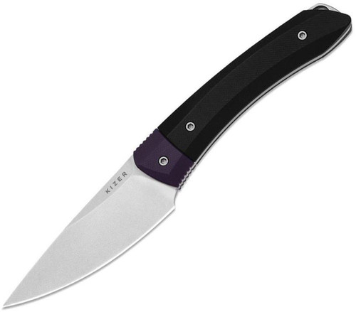 Momo Fix 3 (Black G10) Fixed Blade [3.20" Stonewashed AEB-L] Kizer Cutlery 1124A3