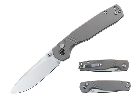 DEFCON Delta (Recurve) Gunmetal Aluminum Pocket Knife (3" Satin 14C28N) TD017GY