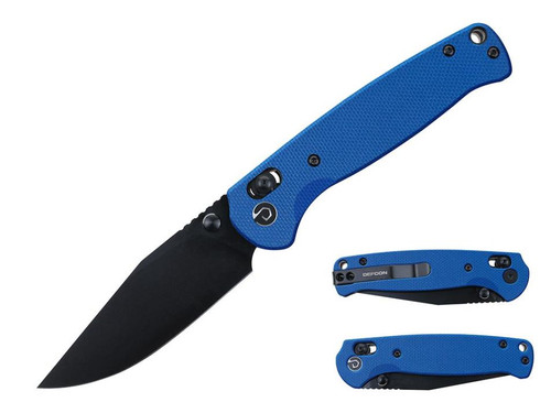 DEFCON Ultra Lite Series (Clip Point) Blue G-10 Pocket Knife (3.15" Black 14C28N) TD010FBL