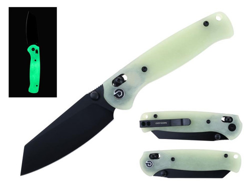 DEFCON Artifact (Glow In The Dark G10) Axis Lock Pocket Knife (3.25" Black Sheepfoot 14C28N) TD024FL-1