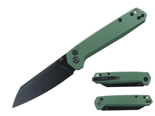 DEFCON Tier2 (Sheepfoot) OD Green Aluminum Pocket Knife (3.3" Black 14C28N) TD015OD
