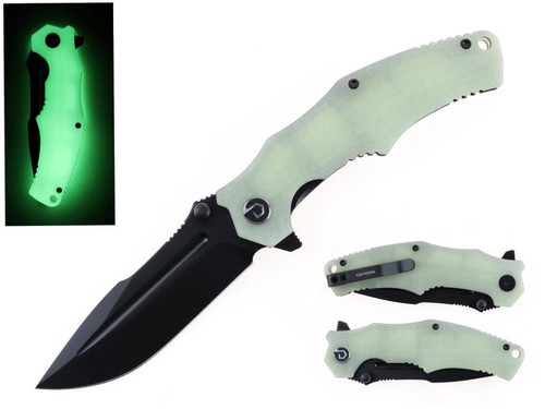 DEFCON Firefly (Glow In The Dark G10) Axis Lock Pocket Knife (3.15" Black Clip Point 14C28N) TD1004FL-1