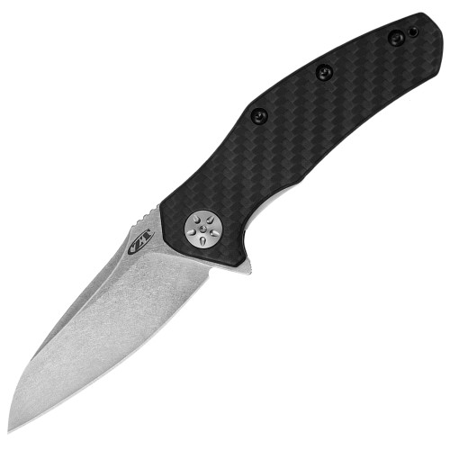 Zero Tolerance 0770 Spring Assisted Knife Liner Lock Black Carbon Fiber [3.25" Plain Stonewash] Drop Point 0770CF