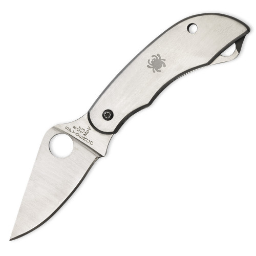 Spyderco Clipitool Folding Knife Slip Joint Gray Stainless Steel [2.00" Satin Serrated 8Cr13MoV] Clip Point C176P&S