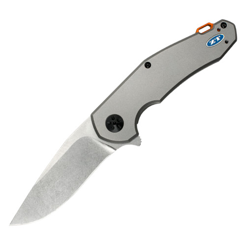 Zero Tolerance 0220 Manual Knife Frame Lock Bead Blast Titanium [3.5" Plain Stonewash] Drop Point ZT0220