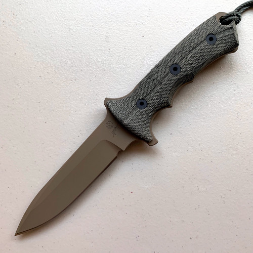 CRK Small Green Baret Fixed Blade Knife Gray Micarta [5.5" Dark Earth Brown Plain] Spear Point