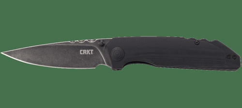 CRKT Fast Lane Spring Assisted Knife Liner Lock Black G-10 [3.50" Plain Black Stonewash] Drop Point 7045