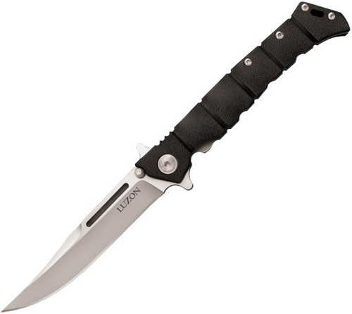 Cold Steel Medium Luzon Manual Knife Leaf Spring Black GFN [ 4.00" Satin Plain 8Cr13MoV] Clip Point 20NQL