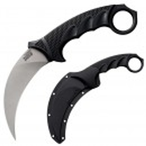 Cold Steel Tiger Fixed Blade Knife Black Polymer [4.75" Plain Black] Hawkbill 49KST