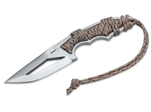 Boker Plus Pogn DCW Fixed Blade Knife Tan Paracord [3.75" Plain Satin] Drop Point 022BO045