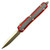 Microtech Makora Bronze Red w/ Carbon Fiber Inlays OTF Knife Double Edge (3.3" Bronze) 206-13RDCFIS