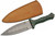 Damascus Green Grooved Wood Handle Spear Fixed Blade (10.5" Overall)