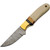Damascus Autumn Hunter White Bone / Brass & Wood Bolster Handle Fixed Blade (7" Overall)
