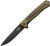 LionSTEEL Skinny (Green Aluminum/Brown Micarta Inlay) Framelock Pocket Knife (3.5" Black Stonewash CPM MagnaCut) LSTSK01AGB