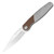 Raze Front Flipper Knife Titanium + Leather (3.5" Stonewashed S45VN) Kizer Cutlery Ki3720A2