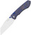 Wharning (Vortex Blue Micarta) Button Linerlock Pocket Knife [3.40" Satin N690] Kizer Cutlery V3738BW2