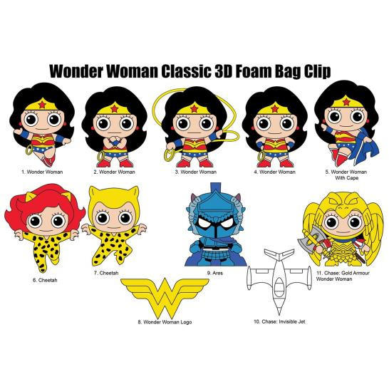 Wonder Woman Classic 3D Foam Bag Clip [1 Random Bag]