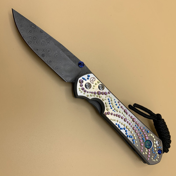 CRK - Small Sebenza 31 (Unique Design w/ Cabochon) DAMASCUS RAINDROP Drop Point [S35VN] F1