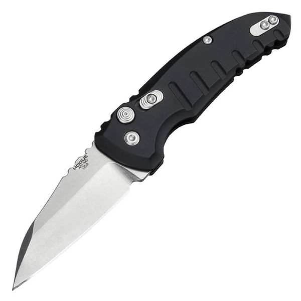 Hogue Knives A01 Microswitch Automatic Knife Plunge Lock Black Aluminum [2.625" Stonewash CPM-154] 24100