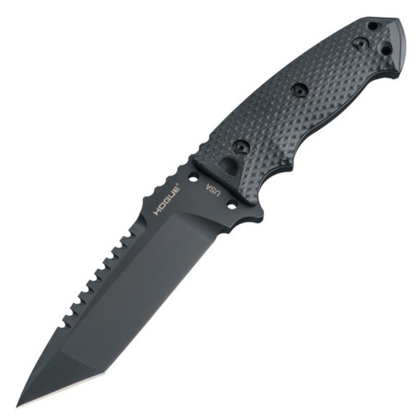 Hogue Knives EX-F01 Fixed Blade Knife Black G-10 [5.50" Black A2] Tanto 35129