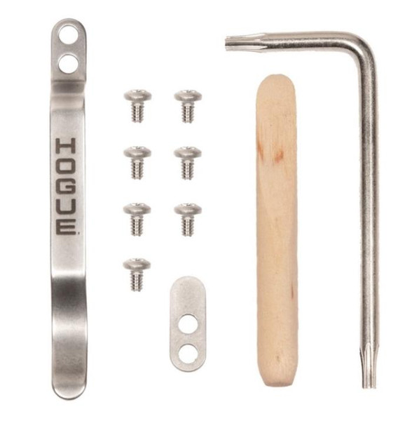 Houge Knife Part - X1-MicroFlip / A01-MicroSwitch Pocket Clip & Torx Screw Kit - Tumbled Finish 24184