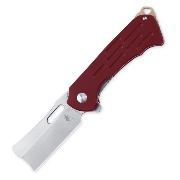 Kizer Quatch Manual Knife Red G-10 [2.875" Plain Satin] Cleaver V3574N2