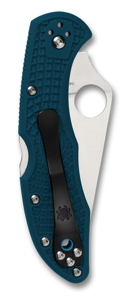 Delica 4 (Full Serrated) Lightweight Knife Blue FRN [2.90" Satin K390] Spyderco C11FSK390