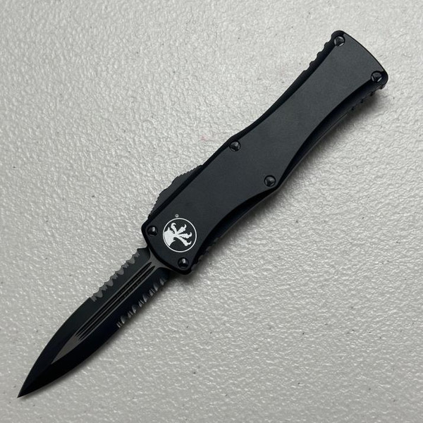Microtech Hera Tactical Black Partial Serrated OTF Double Edge (3.125" Black) 702-2T