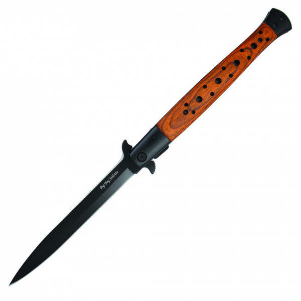 Buckshot Big Boy Stiletto 13" (Wood Handle Black Blade) Pocket Knife