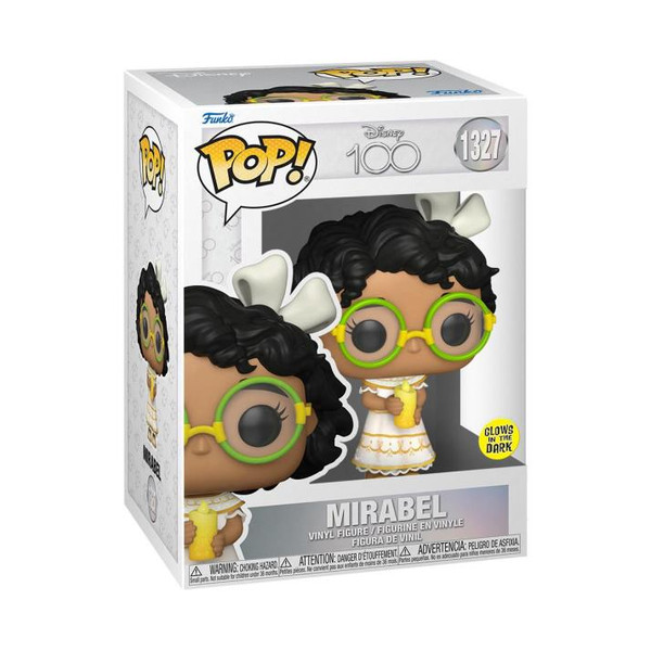 Funko Pop! Disney 100th Anniversary Mirabel Glow-in-the-Dark Vinyl Figure, featuring Mirabel in her signature outfit with a glowing paint effect.