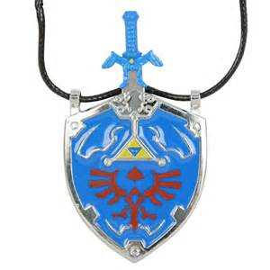 Zelda Tri Force Necklace Shield & Sword (Blue)
