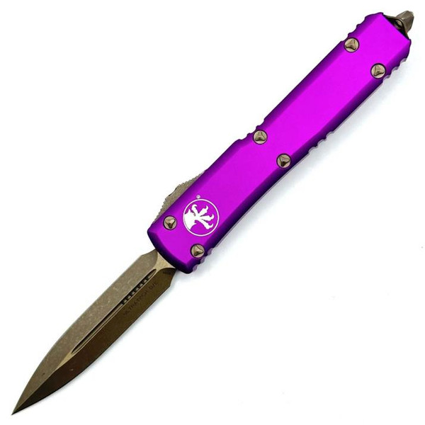 Microtech Ultratech Bronze Violet OTF Knife Double Edge (3.46" Bronze Apocalyptic) 122-13APVI