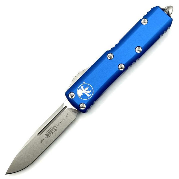 Microtech UTX-85 Blue OTF Knife (3.00" Stonewash) 231-10BL