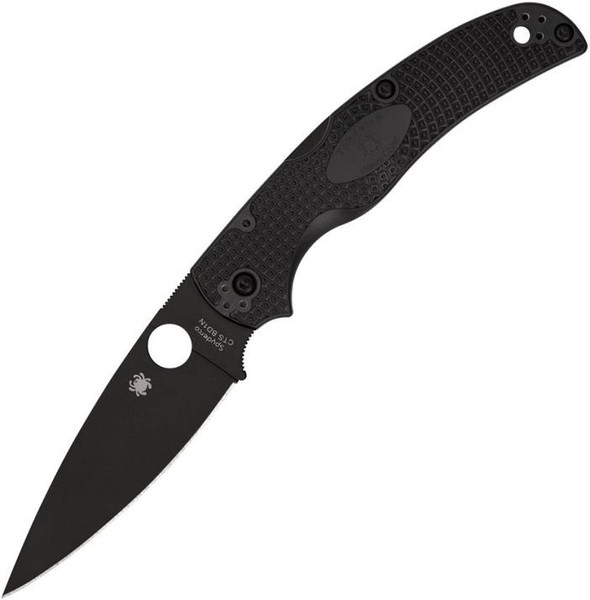 Native Chief Black FRN Lightweight Folder Plain (4.08" Black DLC CTS-BD1) Spyderco C244PBBK