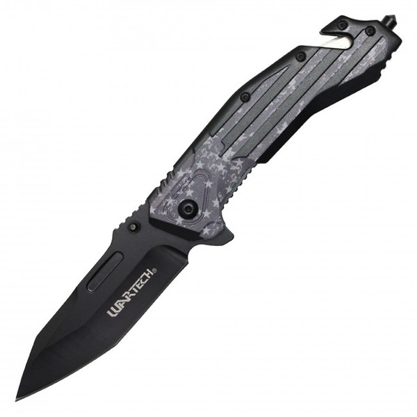 Wartech American Flag (Black & White) Rescue AO Pocket Knife