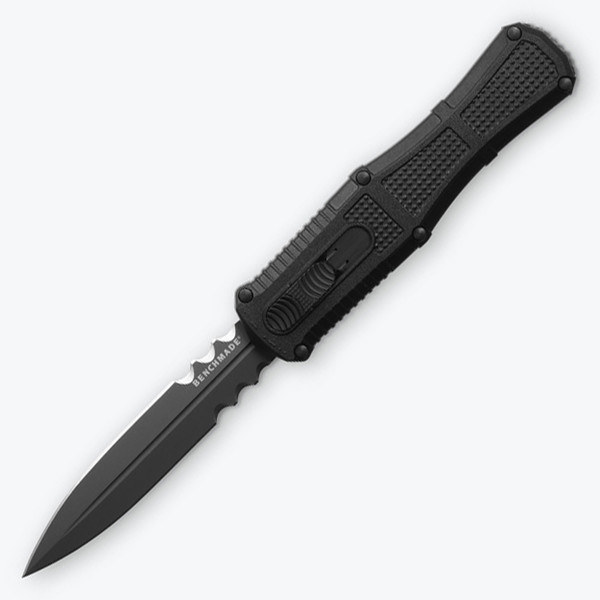 Benchmade Claymore OTF Serrated (Black Grivory) Auto Pocket Knife [3.9" Gray D2] 3370SGY