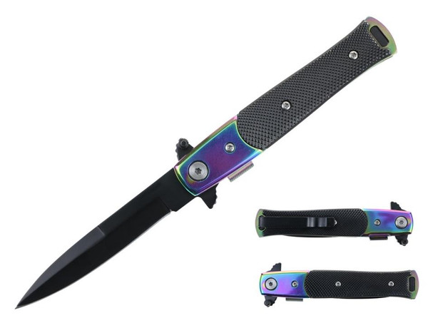 Stiletto Rainbow Black G-10 (Black Blade) A/O Pocket Knife 7"