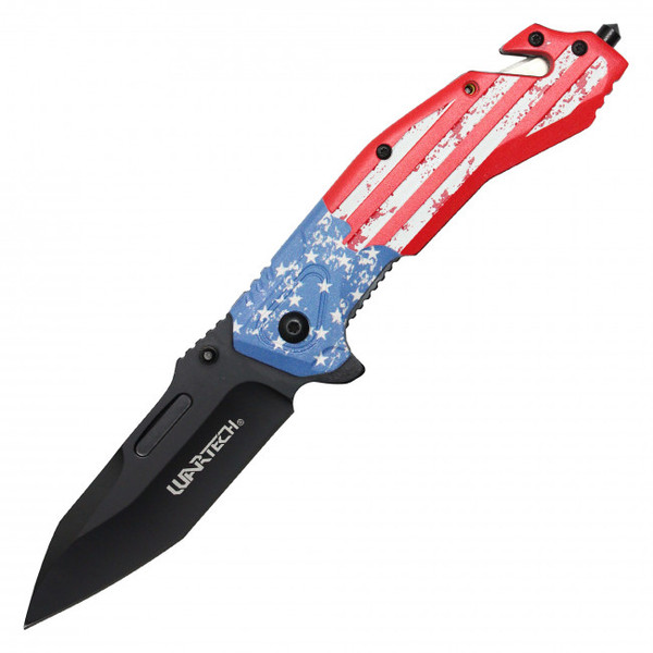 Wartech American Flag (Red, White & Blue) Rescue AO Pocket Knife