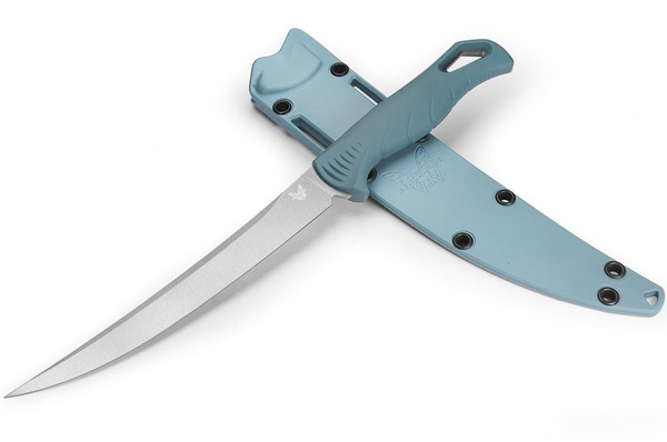 Benchmade Water Fishcrafter Fixed Blade Knife (7.00" Stonewashed Trailing Point CPM MagnaCut) 18010
