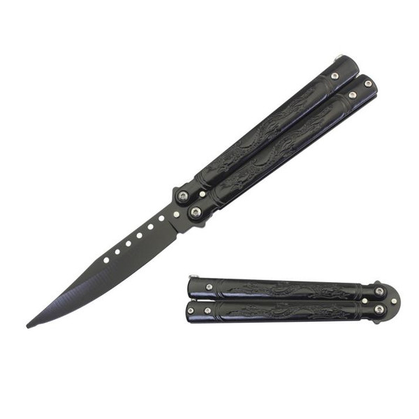 Butterfly Training Knife Dragon Handle (BLACK) Dull Blade