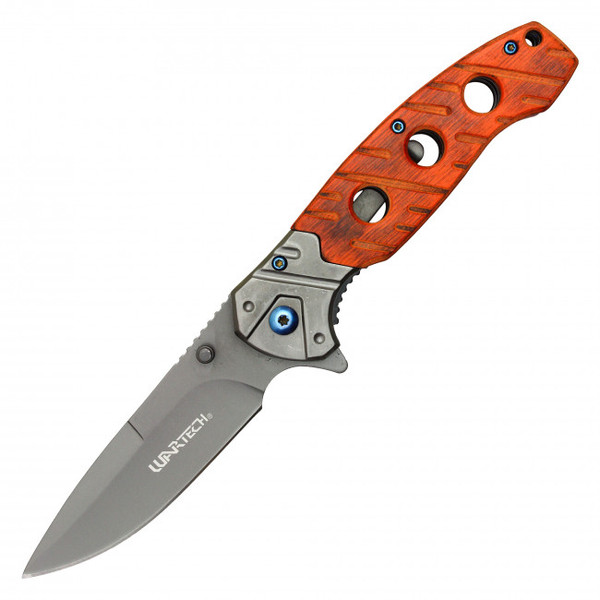 Wartech (Stone/Cherry Wood Handle) A/O Pocket Knife [3.5" Gray 3cr13]